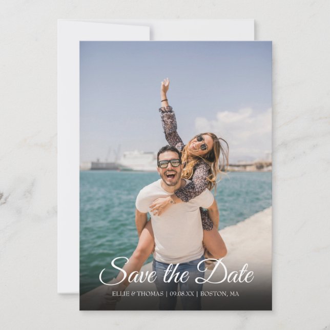 Photo Save the Date Simple Elegant Script  Invitation (Front)
