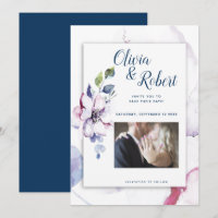 Photo Save the Date Watercolor Apple Blossoms
