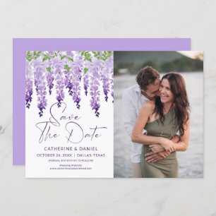 Photo Save The Date Watercolor Wisteria Wedding