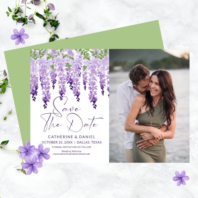 Photo Save The Date Watercolor Wisteria Wedding (Creator Uploaded)