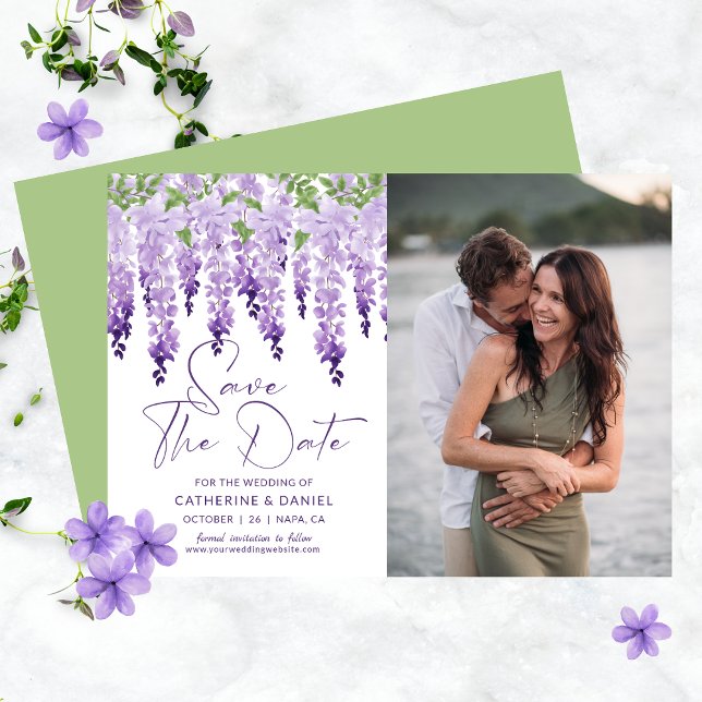 Photo Save The Date Watercolor Wisteria Wedding (Creator Uploaded)
