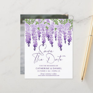 Photo Save The Date Watercolor Wisteria Wedding