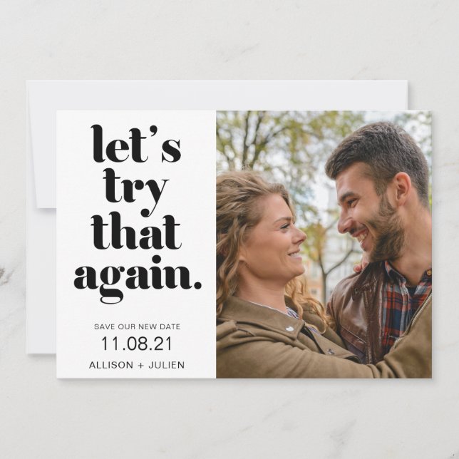 Photo Save the New Date Wedding Postponement Card (Front)