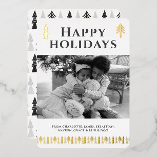 Photo Scandinavian Christmas Tree Personalised Foil Holiday Card