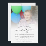 Photo Script 90th Birthday Party Invitation<br><div class="desc">Photo Script 90th Birthday Party Invitation. Available digitally and printed. A minimalist fully customisable design for ninetieth or any age birthday party,  Simply replace the sample photo with your own favourite and personalise the text as required</div>