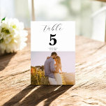 Photo Script Calligraphy Modern Wedding Table Number<br><div class="desc">Photo</div>