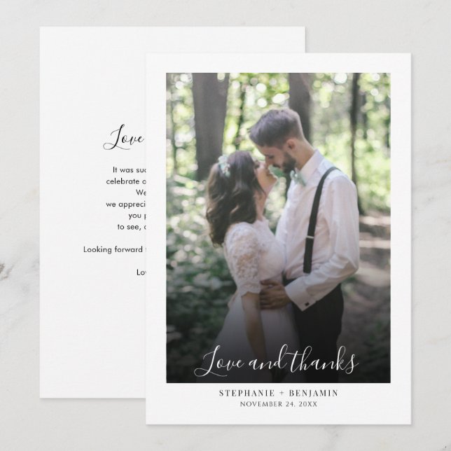 Photo Script Handwritten Wedding Thank You Card (Front/Back)