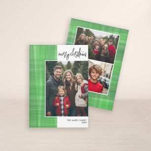 Photo script Merry Christmas Modern Off Centre Holiday Card