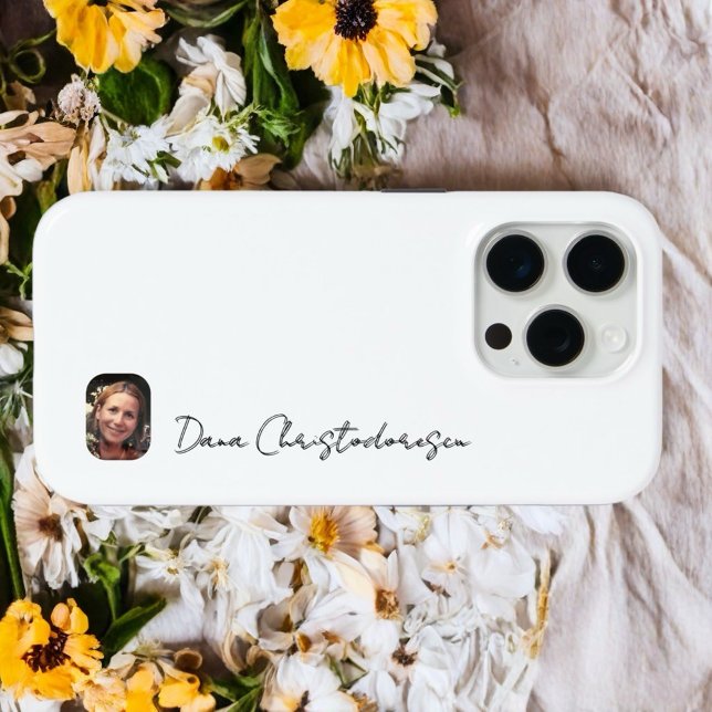 Photo script modern minimalist white black stylish Case-Mate iPhone case (Creator Uploaded)