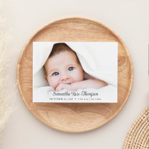 Photo Script New Baby Birth Announcement Card