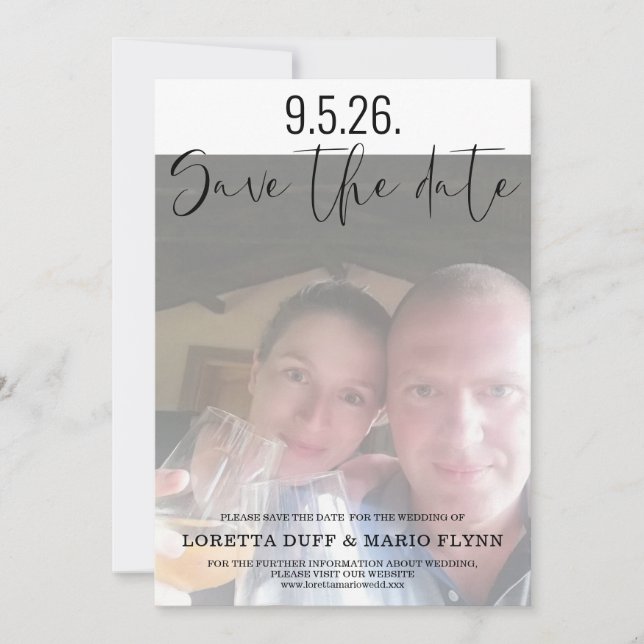 Photo Script Save the date Invitation (Front)