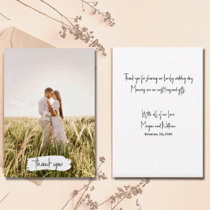 Photo Script Simple Elegant Wedding Thank You Card