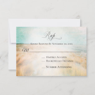 *~* Photo Sea Dune Beach Grass -  Wedding RSVP Card