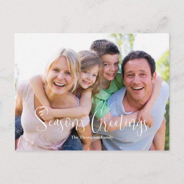 Photo Season's Greetings Name Holiday Card (Front)