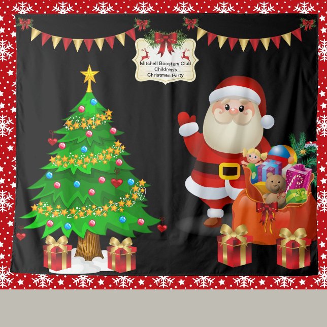 Photo Selfie Backdrop Christmas Personalise Text Tapestry (Creator Uploaded)