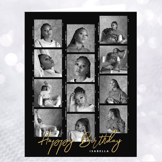 Photo Sequence Big Birthday Collage 8.5" x 11" Card (Creator Uploaded)