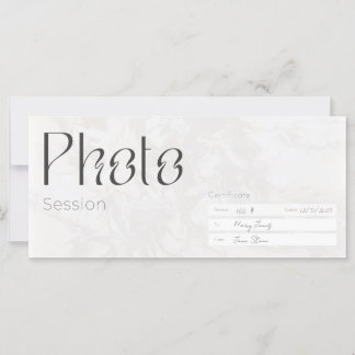 Photo session, Minimaistic photo shoot gift card,