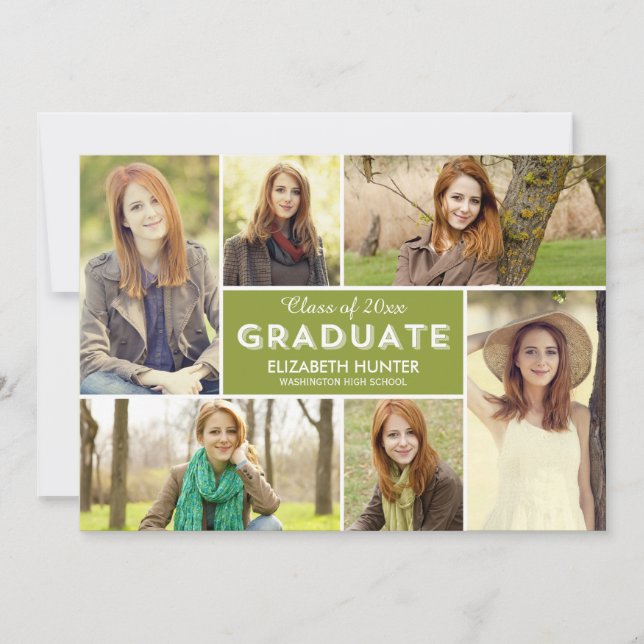 Photo Showcase EDITABLE COLOR Graduation Card (Front)
