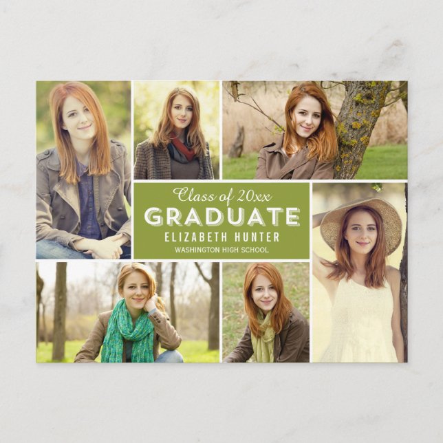 Photo Showcase EDITABLE COLOR Graduation Postcard (Front)