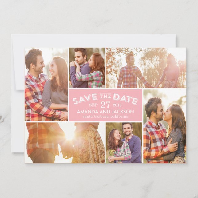 Photo Showcase Save The Date - Pink (Front)