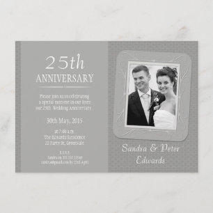 Photo Silver 25th Wedding Anniversary Invitation
