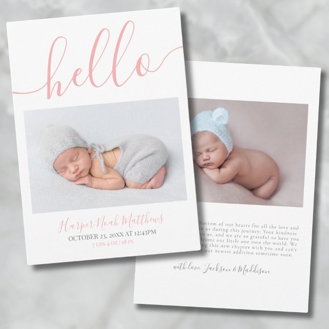 Photo Simple Baby Girl Birth Announcement (Newborn Photo Simple Baby Girl Birth Announcement)