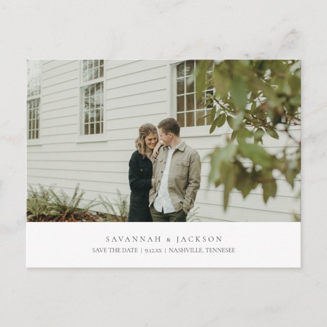 Photo Simple Elegant Wedding Save the Date Postcard (Front)