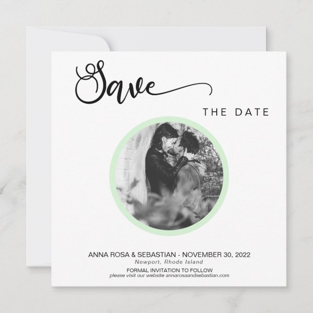 *~* PHOTO Simple Mint Boho Wedding Save The Date (Front)
