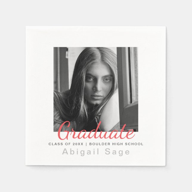 Photo Simple Modern Minimalist Graduation Napkin (Front)