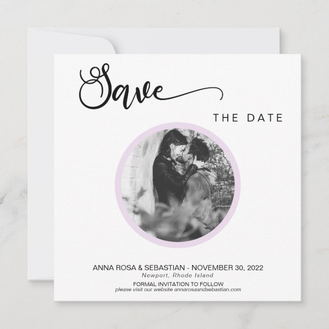 *~* PHOTO Simple Violet Boho Wedding Save The Date (Front)