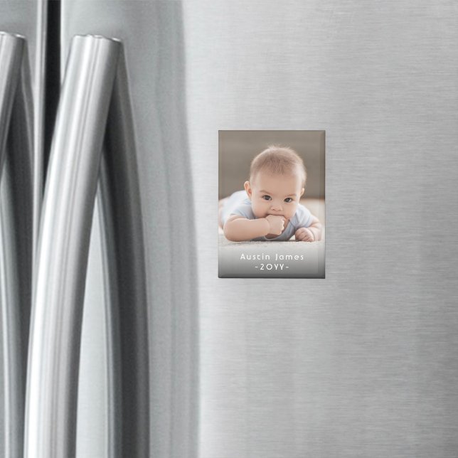 Photo & Simple White Text Stylish Modern Keepsake Magnet (Creator Uploaded)