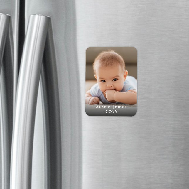 Photo & Simple White Text Unique Modern Keepsake Magnet (Creator Uploaded)