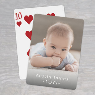 Photo & Simple White Text Unique Modern Keepsake Playing Cards