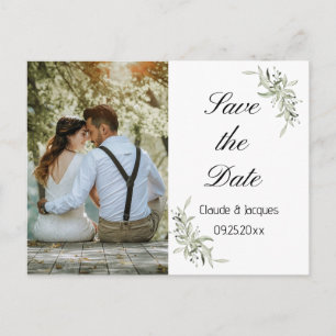 Photo Simplistic Eucalyptus Save The Date Postcard