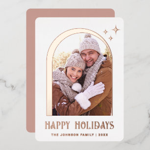 PHOTO Simply Elegant Sparkle Christmas Rose Gold Foil Holiday Card