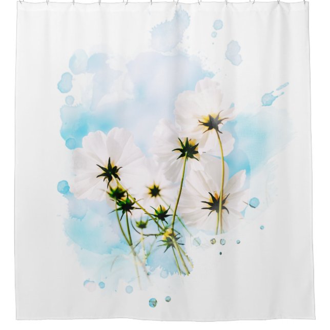 *~* Photo SKY Pink Flowers FLORAL AR15 Shower Curtain (Front)