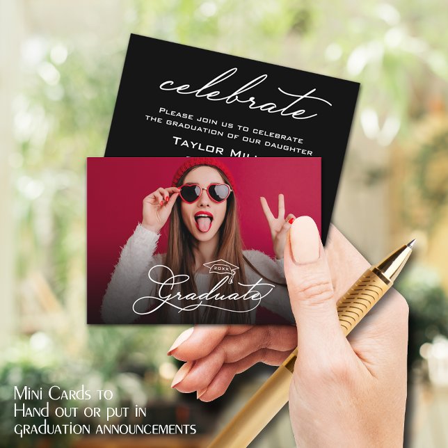Photo SMALL Graduate Party Invitation Cards (SMALL business card size photo graduate invitation cards, great to hand out or put in announcements)