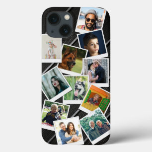 Photo Snapshots Collage Dark Wood Planks iPhone 13 Case