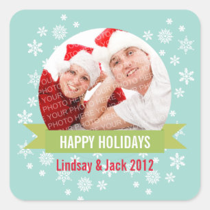 Photo snow globe green banner christmas sticker