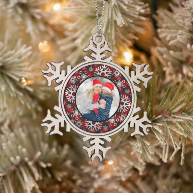 Photo snowflake pewter christmas ornament (Tree)