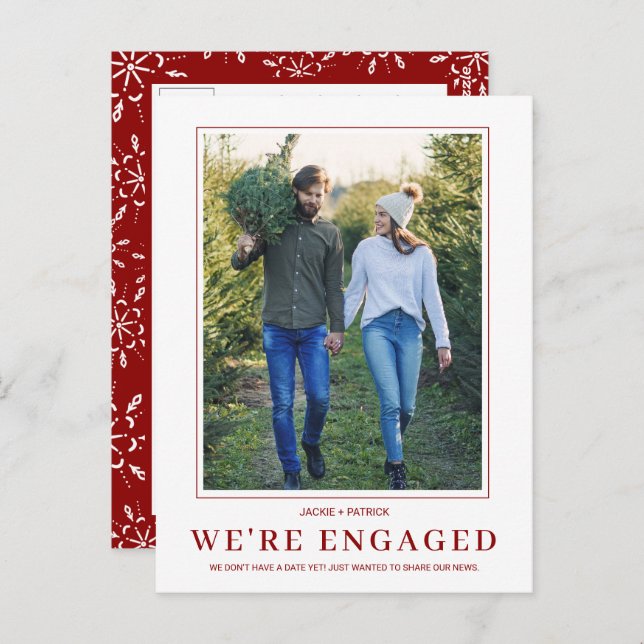 PHOTO Snowflake Winter Engagement Announcement Postcard (Front/Back)