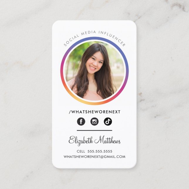 PHOTO SOCIAL MEDIA instagram headshot circle Business Card (Front)