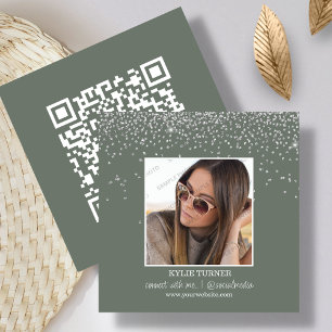 Photo   Social Media   Sage Glitter   QR Code   Square Business Card