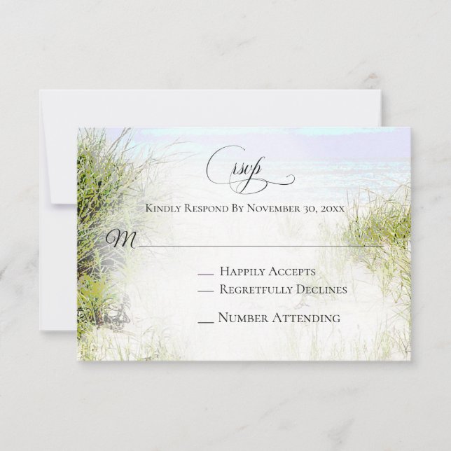 *~* Photo Soft Dune Beach Grass   Wedding RSVP Card (Front)