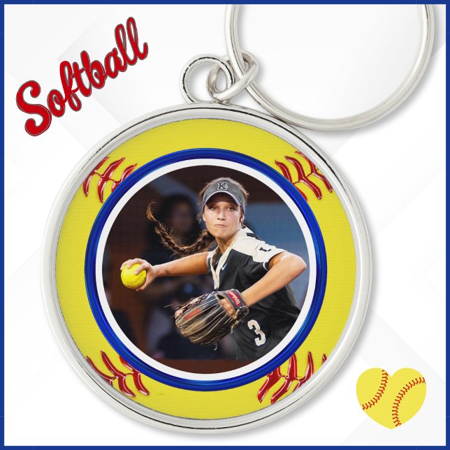 PHOTO, Softball Senior Day Gift Ideas, Softball  Key Ring (Personalized softball keychains with Photo. Softball senior night gifts. Softball senior day gifts.)
