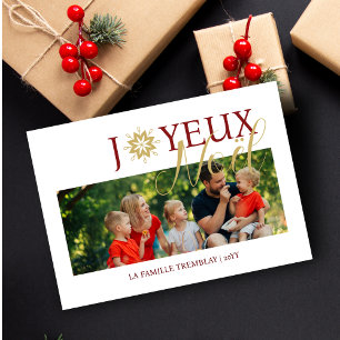 Photo Sophisticated French Exquisite Snowflake  Holiday Card