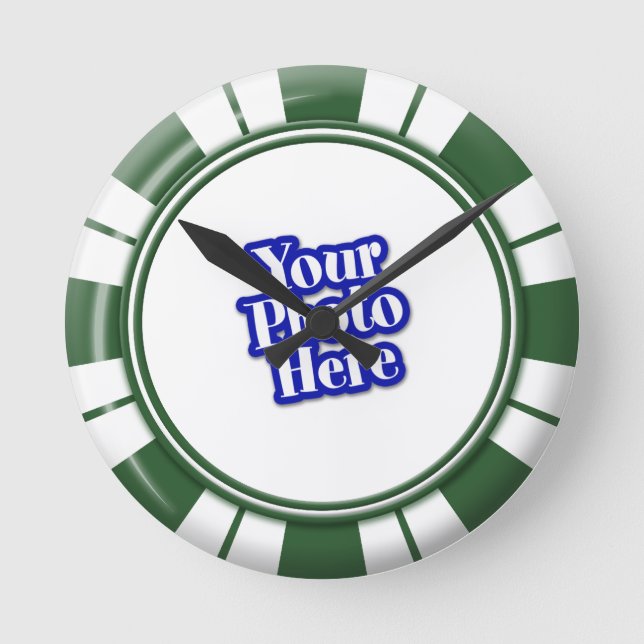 Photo Spearmint  Stripe Candy Round Clock (Front)