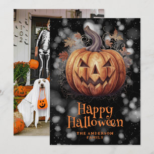 Photo Spooky Pumpkin Happy Halloween Card