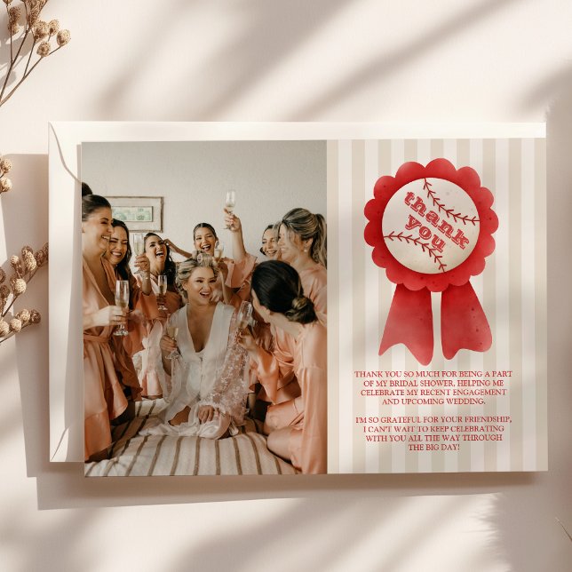 Photo Sports Baseball Homerun  Bridal Shower Thank You Card (Creator Uploaded)