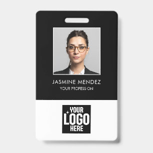 Photo Square Logo Employee QR Code Barcode ID Badge